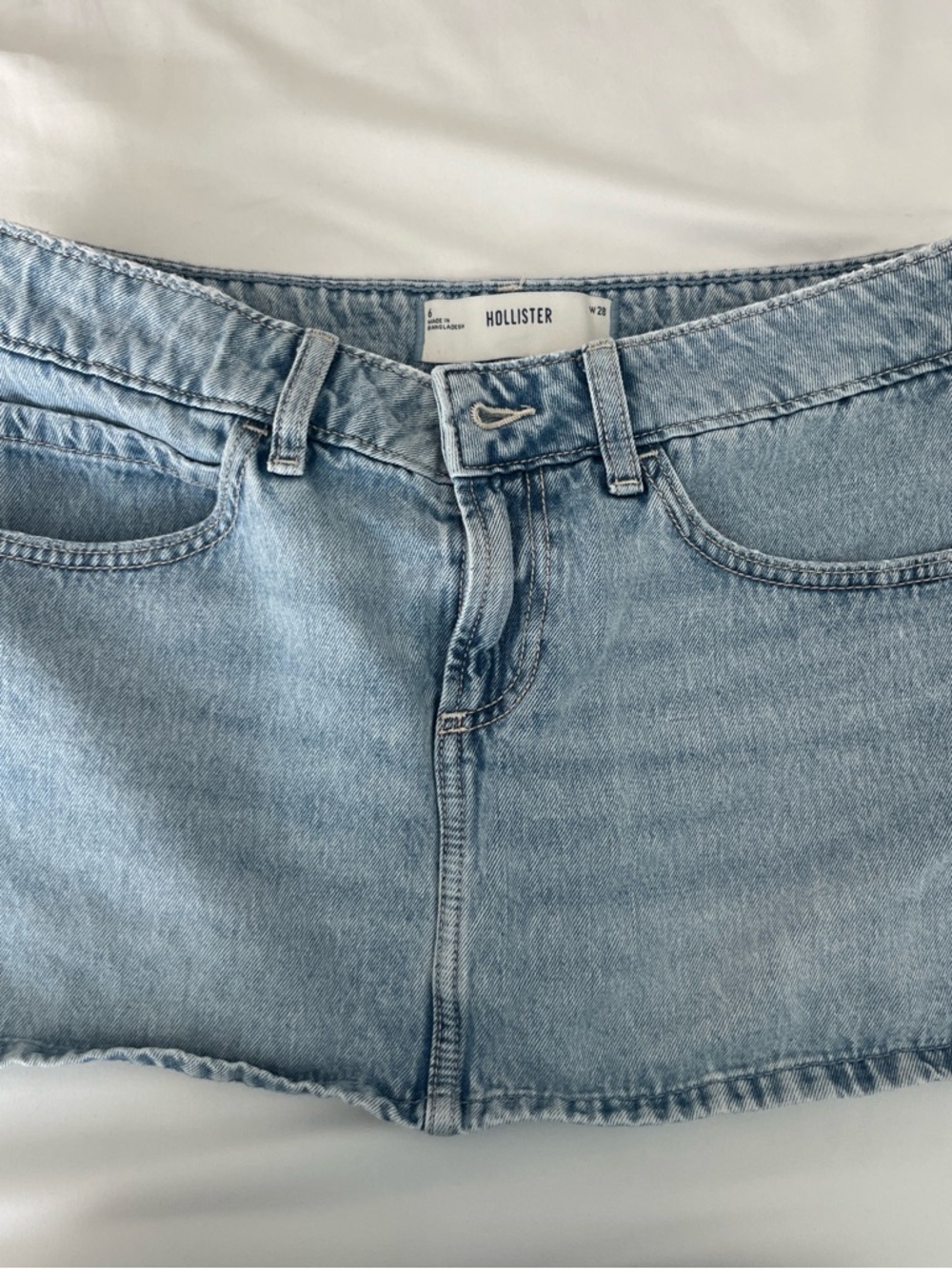 Hollister Faded Light Blue Denim Mini Skirt